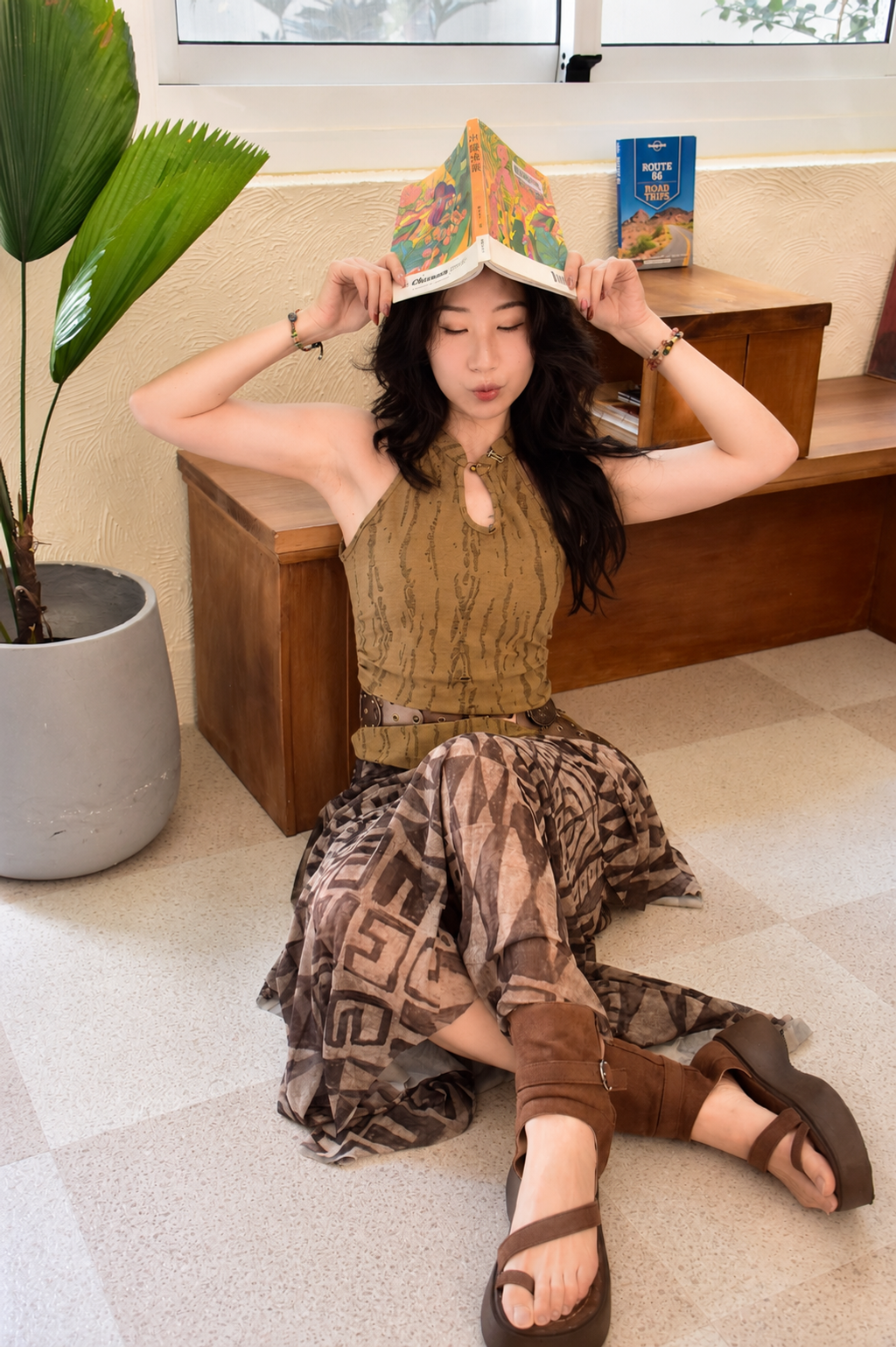 6707解構心機削肩美背上衣｜亞麻色-3