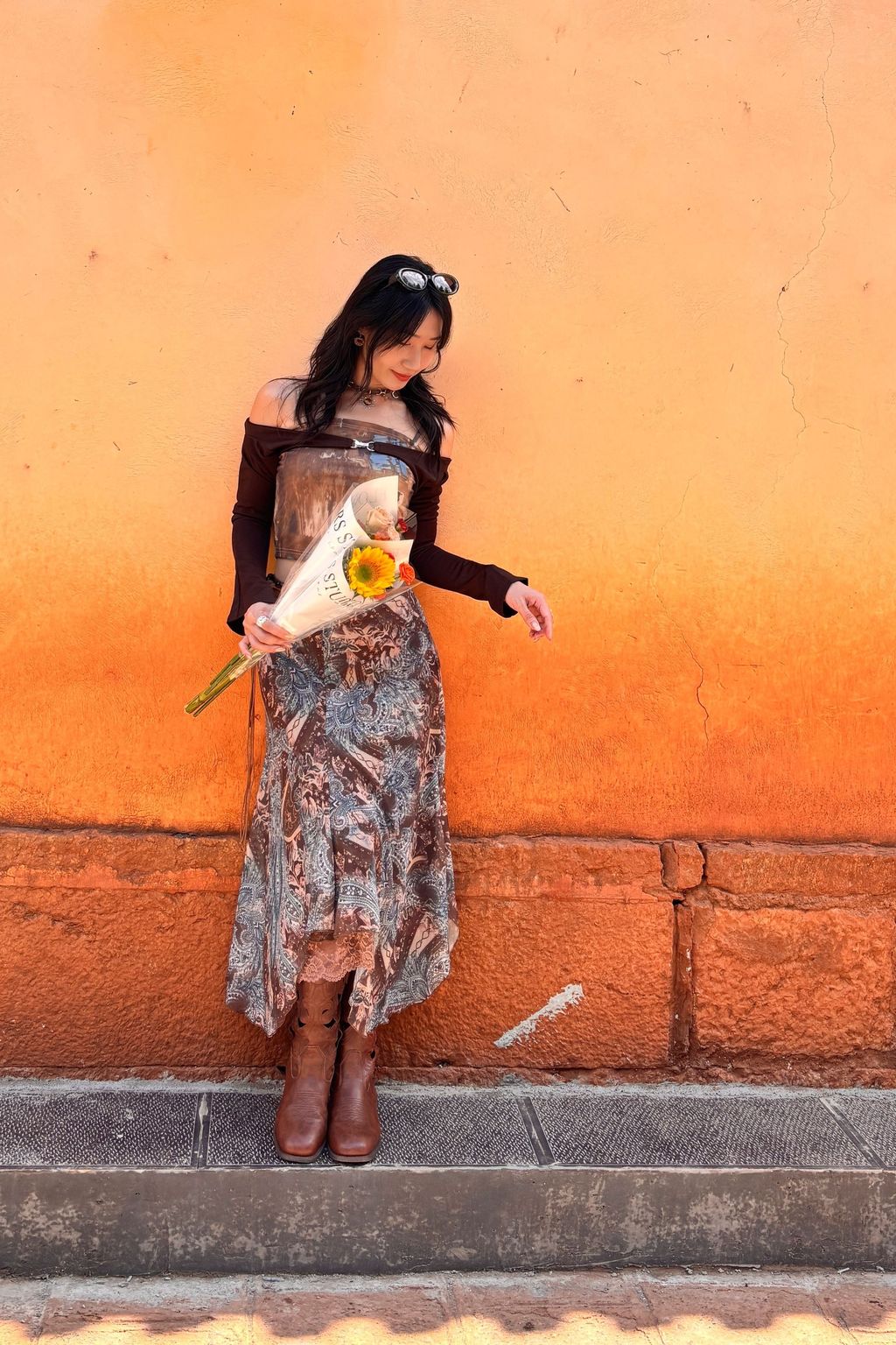 902圖騰蕾絲拼接半裙-6