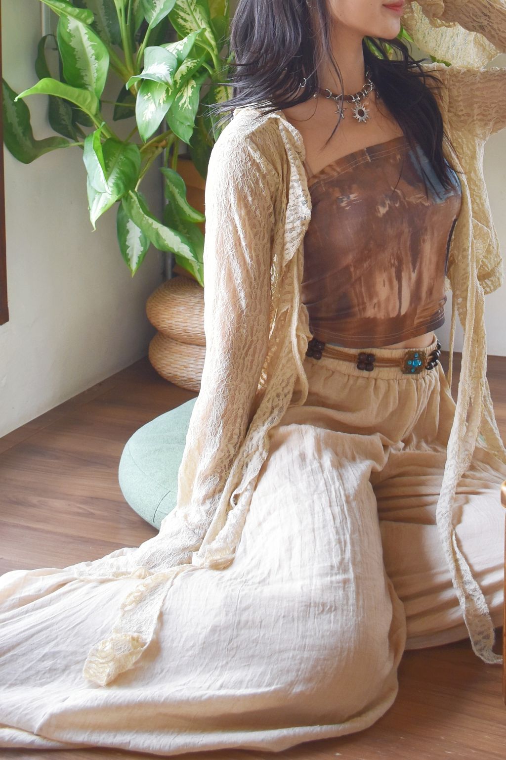 911棉麻垂墜寬褲-稻田米-4