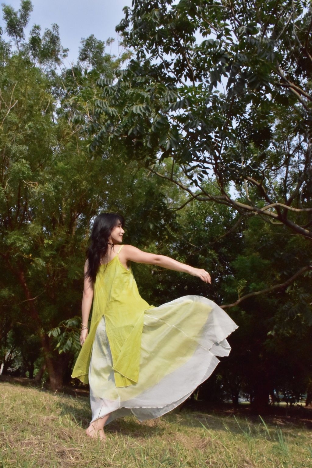 913植物紮染｜仙女下凡吊帶連身裙-精靈綠-5