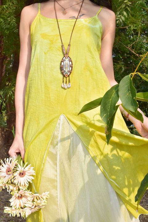 913植物紮染｜仙女下凡吊帶連身裙-精靈綠-4