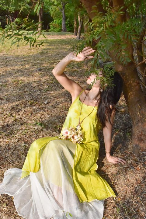 913植物紮染｜仙女下凡吊帶連身裙-精靈綠-6