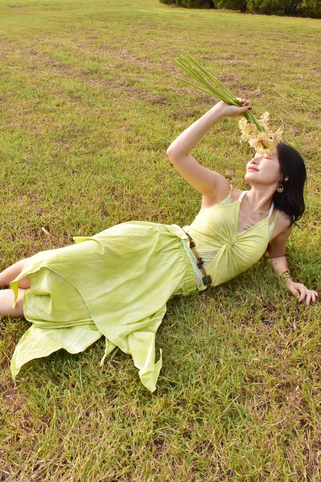 916植物紮染｜層次不規則半裙-精靈綠-1