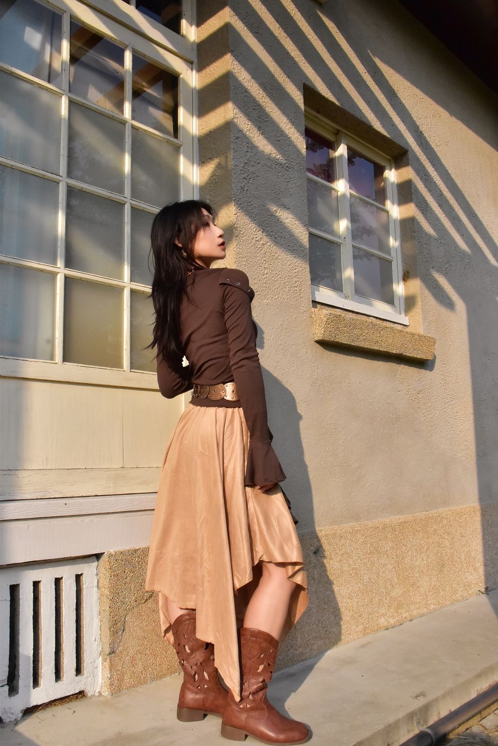 1019絲絨不規則半裙｜稻田米-4