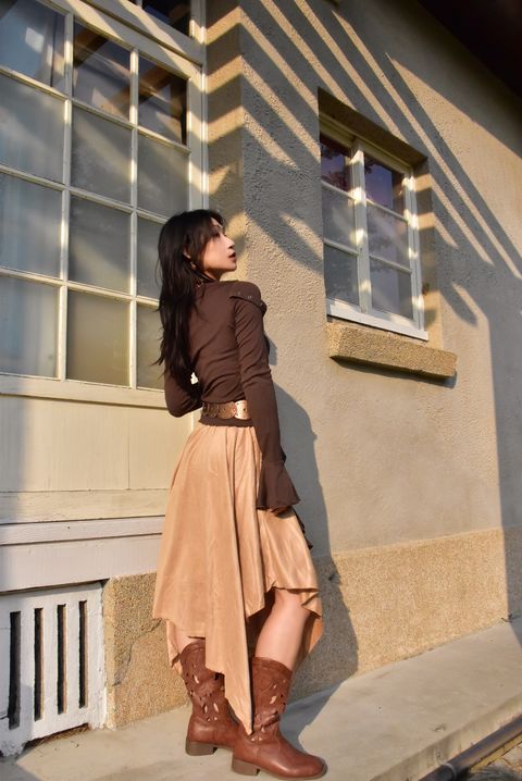 1019絲絨不規則半裙｜稻田米-4