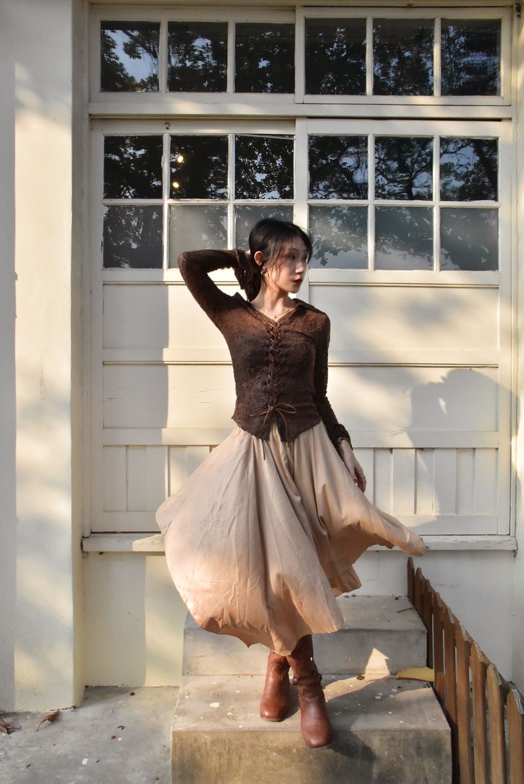 1019絲絨不規則半裙｜稻田米-3