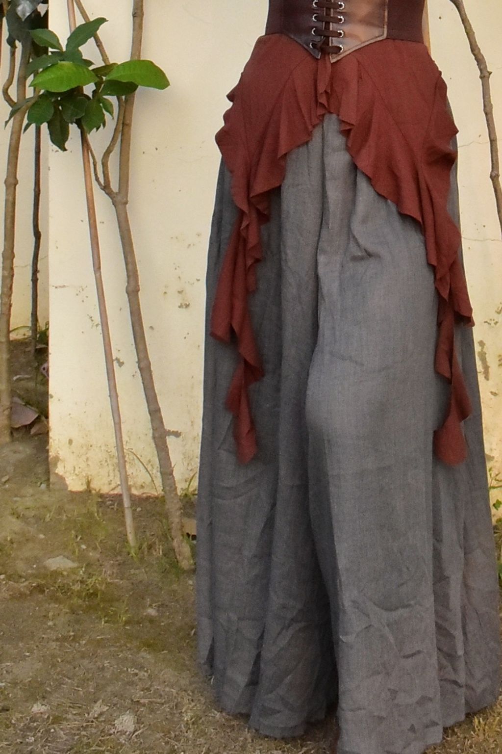 1006棉麻垂墜寬褲｜岩石灰-1