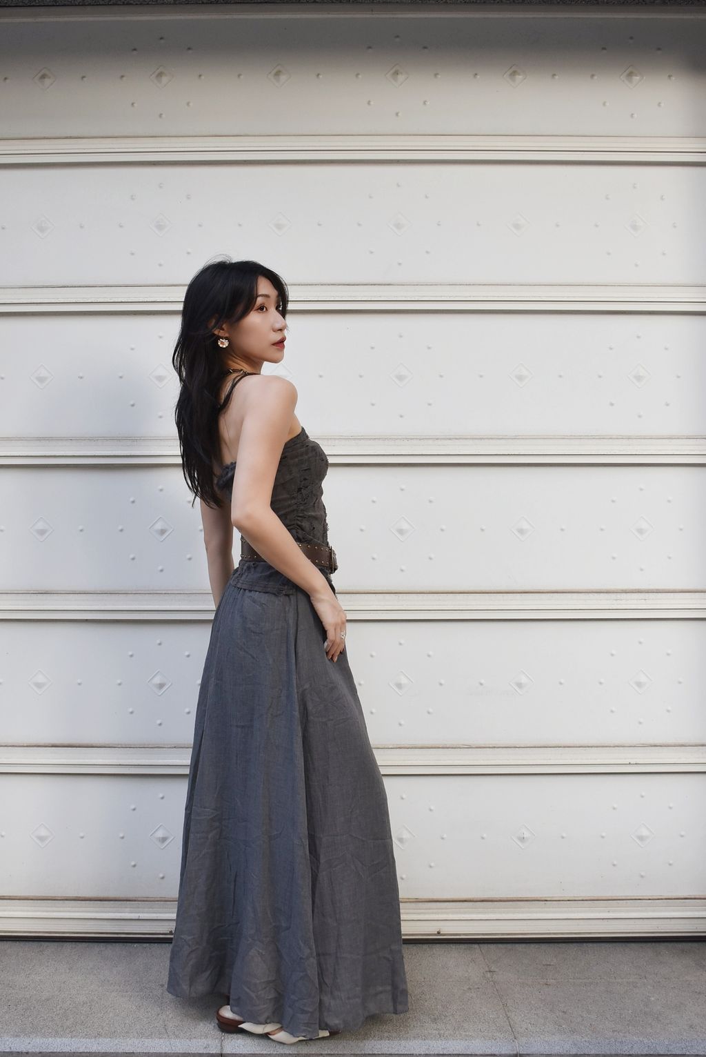 1006棉麻垂墜寬褲｜岩石灰-3