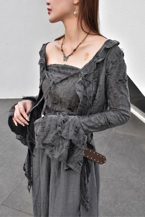 1015解構不規則外套｜岩石灰-2