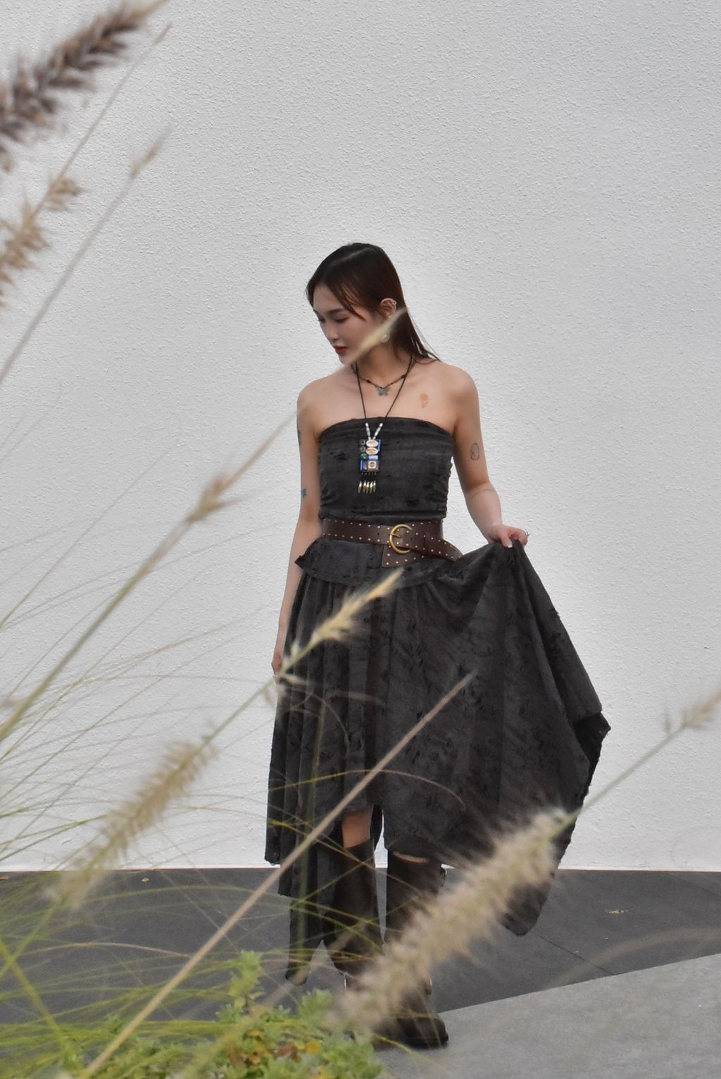 1017解構長款抹胸｜岩石灰-5