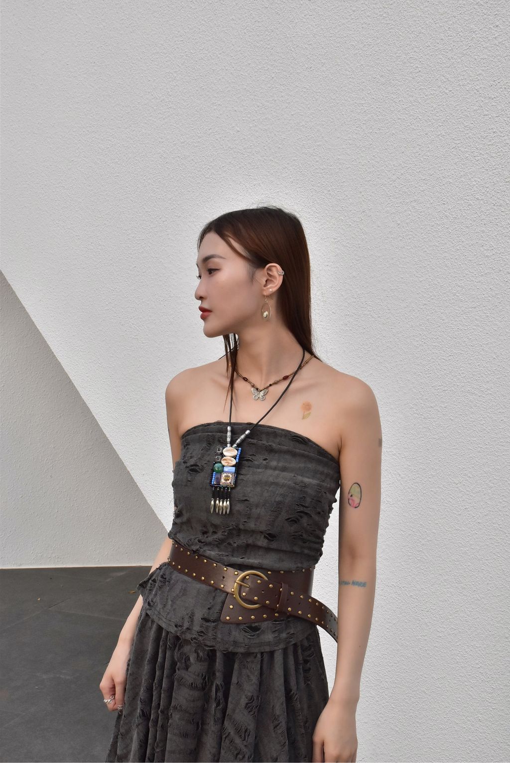 1017解構長款抹胸｜岩石灰-1