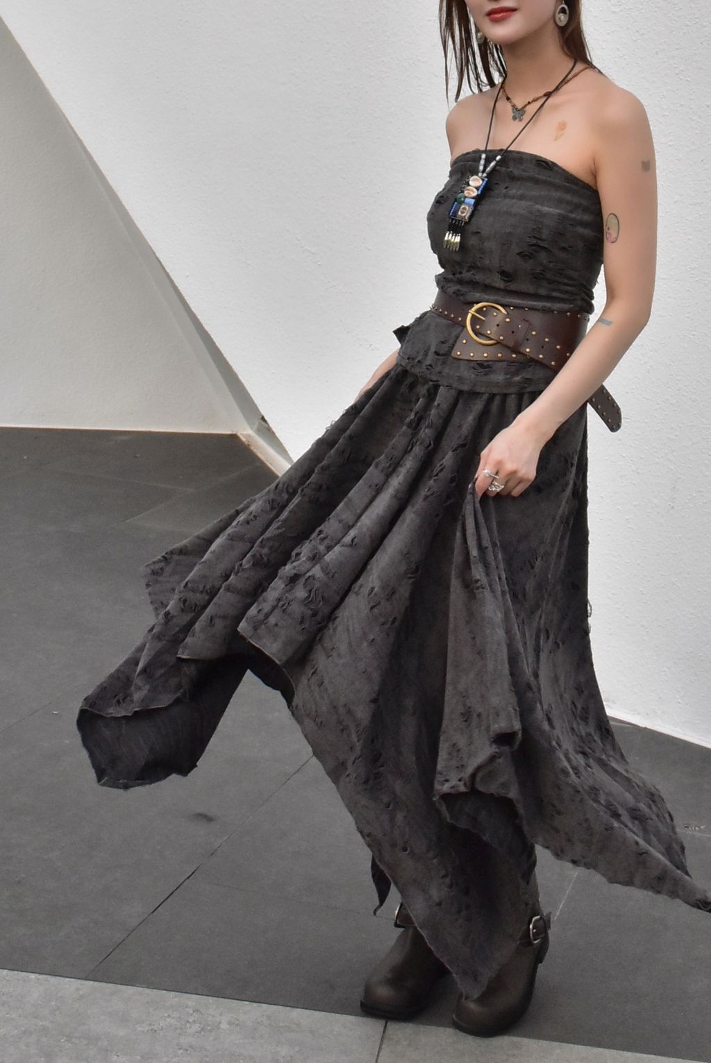 1018解構不規則半裙｜岩石灰-5