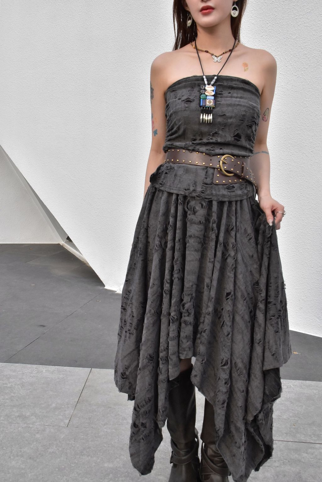 1018解構不規則半裙｜岩石灰-7