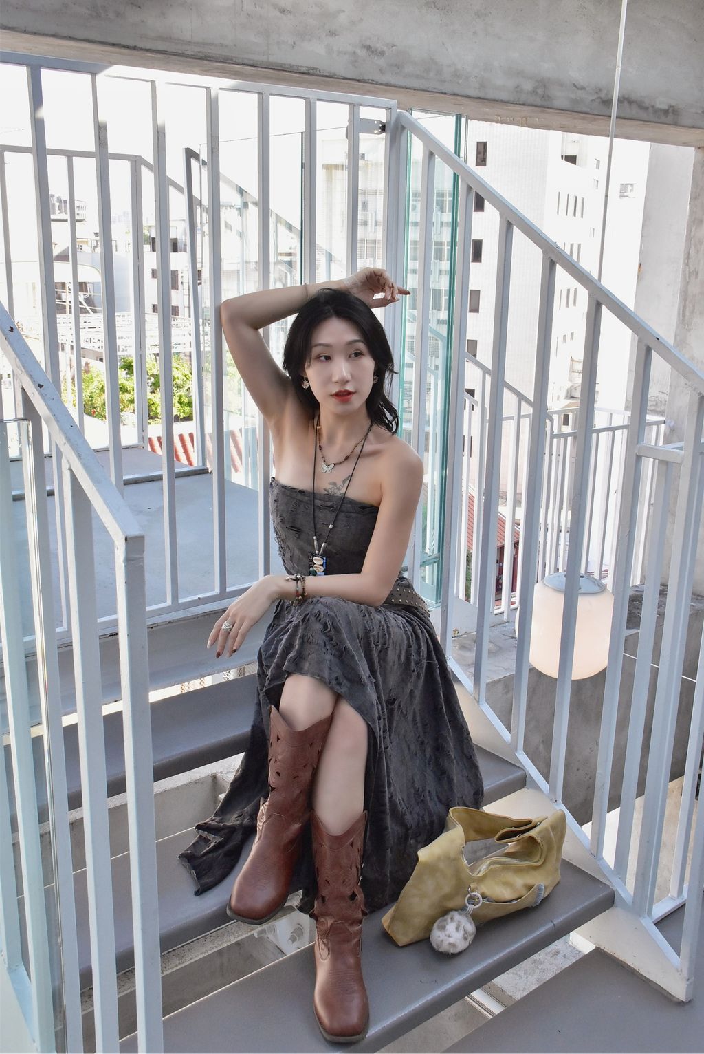 1018解構不規則半裙｜岩石灰-1