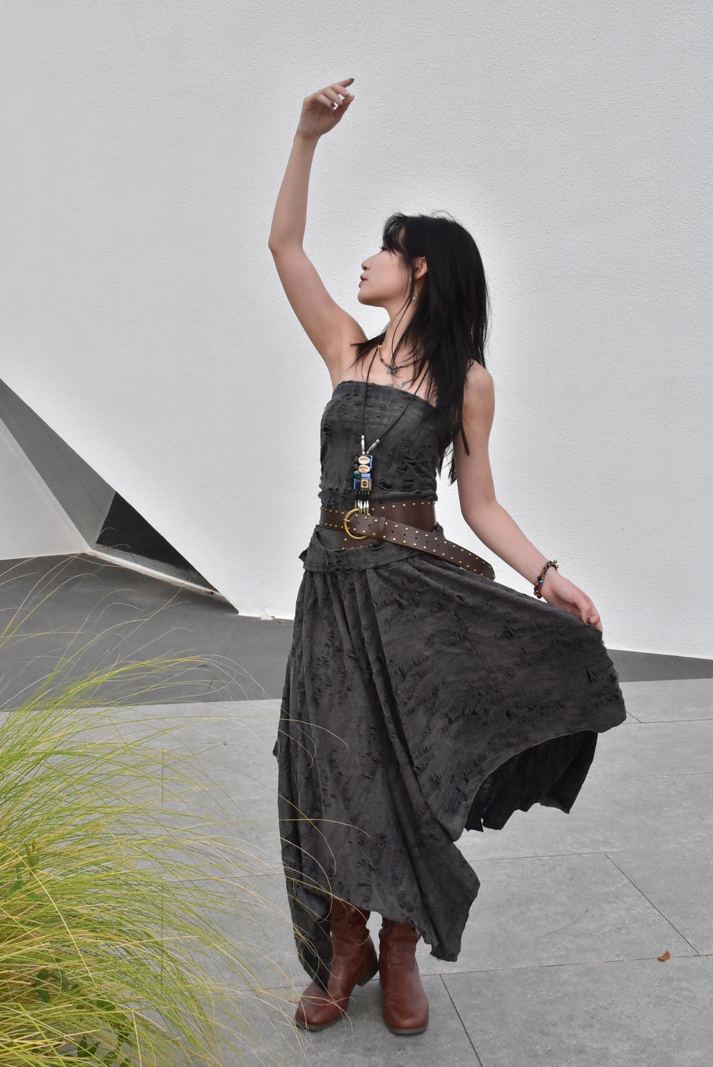 1018解構不規則半裙｜岩石灰-3