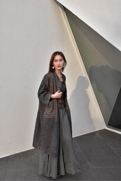 1028民族風牛仔拼貼外套-1