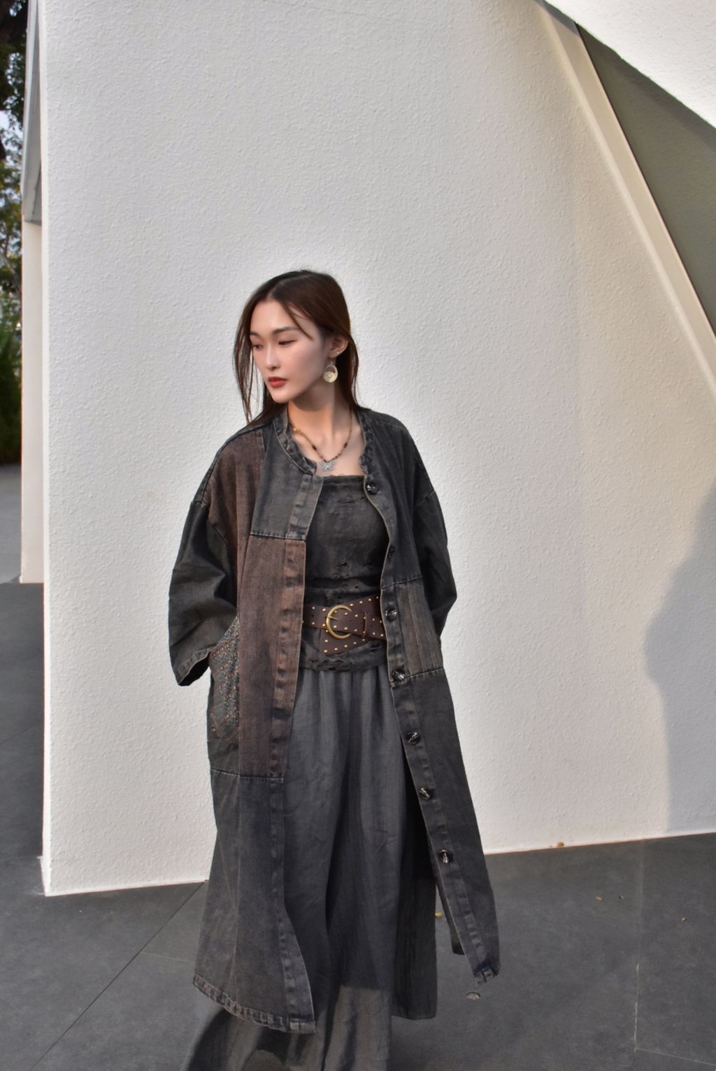 1028民族風牛仔拼貼外套-2