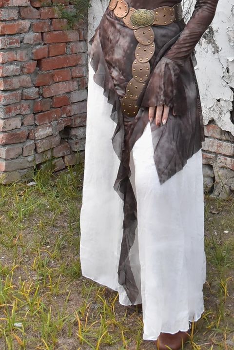 1005棉麻垂墜寬褲｜雪花白-1