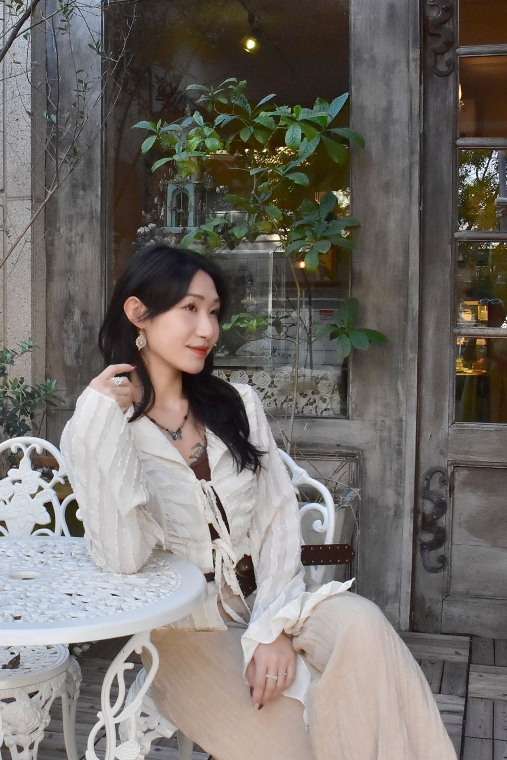 1008條紋綁帶襯衫｜雪花白-6