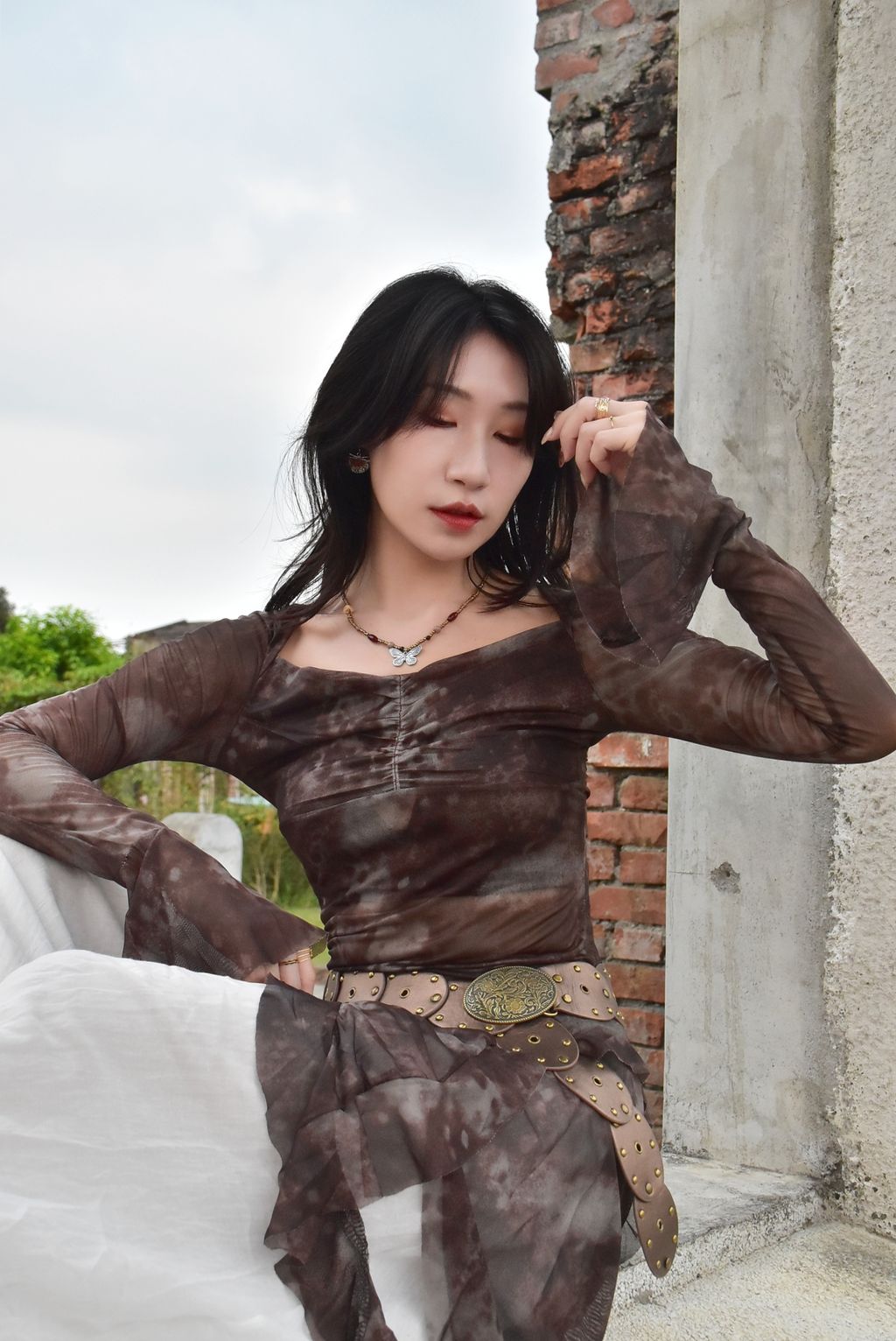 1010水墨透紗長上衣-4