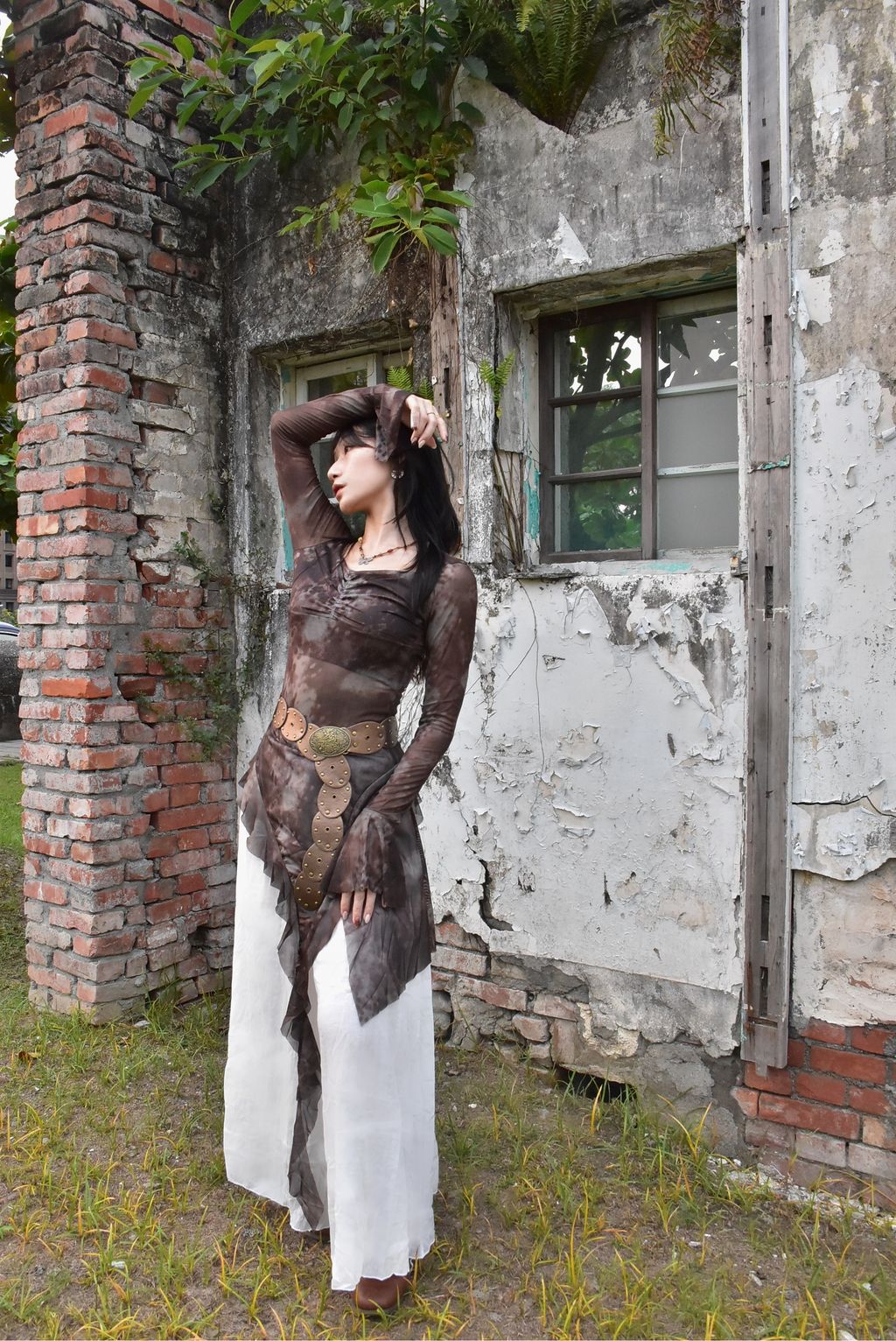 1010水墨透紗長上衣-3