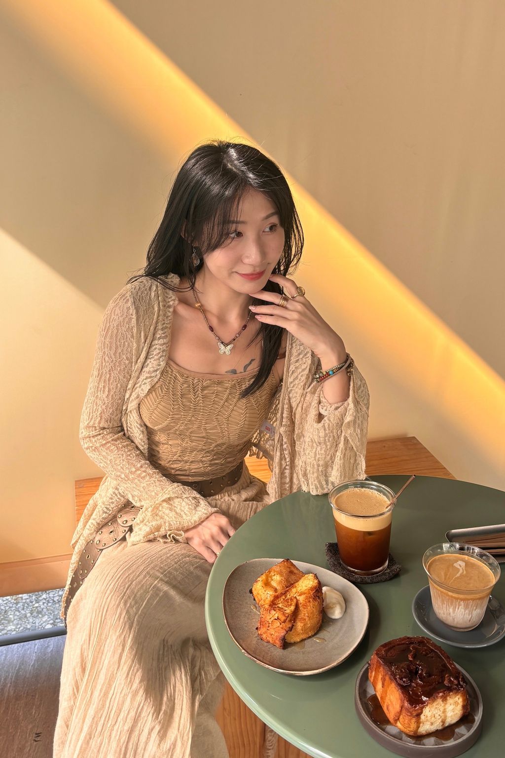 1024葉片綁帶環狀吊帶｜亞麻色-5