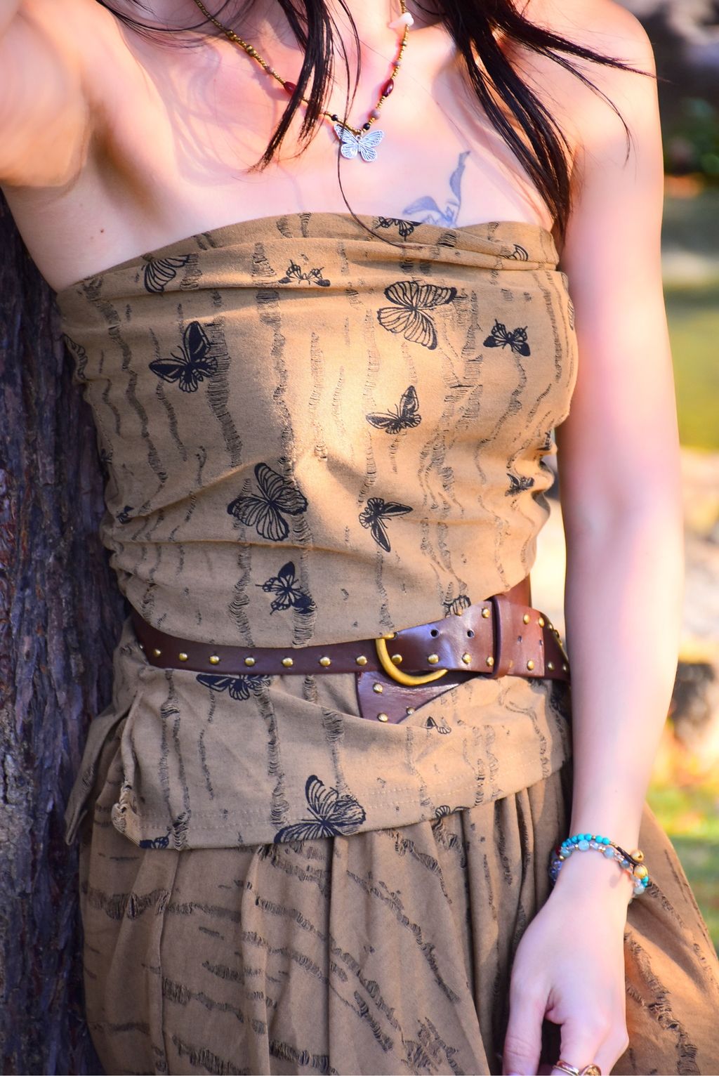 1202解構蝴蝶長款抹胸｜亞麻色-3