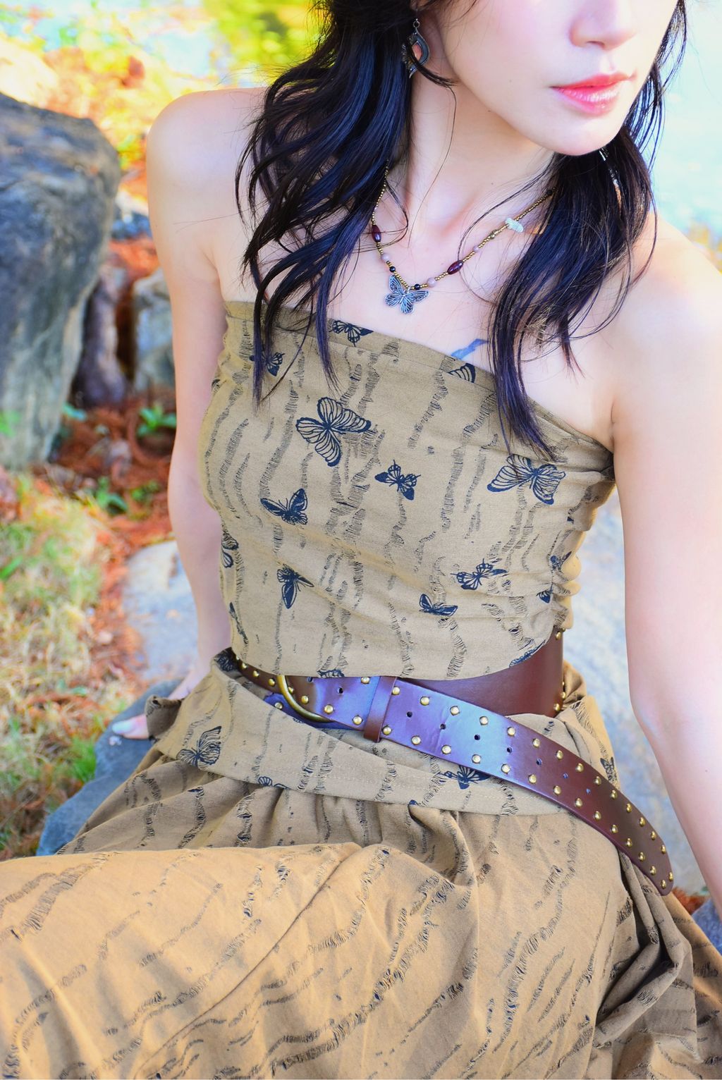 1202解構蝴蝶長款抹胸｜亞麻色-4