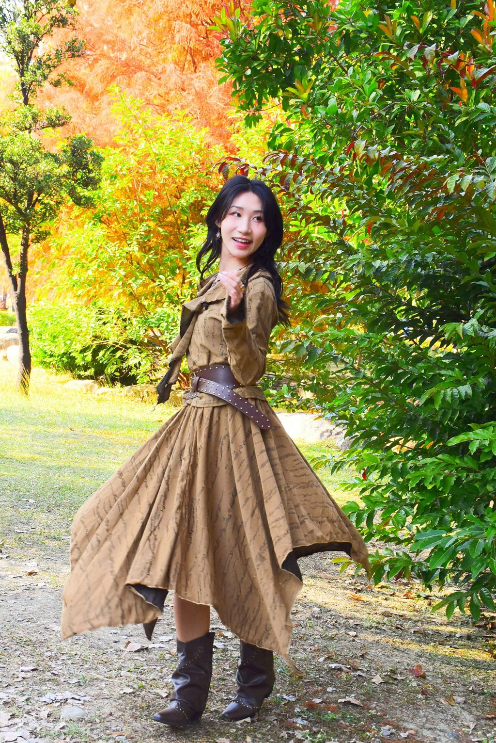 1204解構不規則半裙｜亞麻色-4