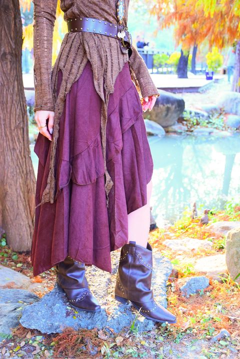 1206絲絨層次半裙｜酒紅棕-7