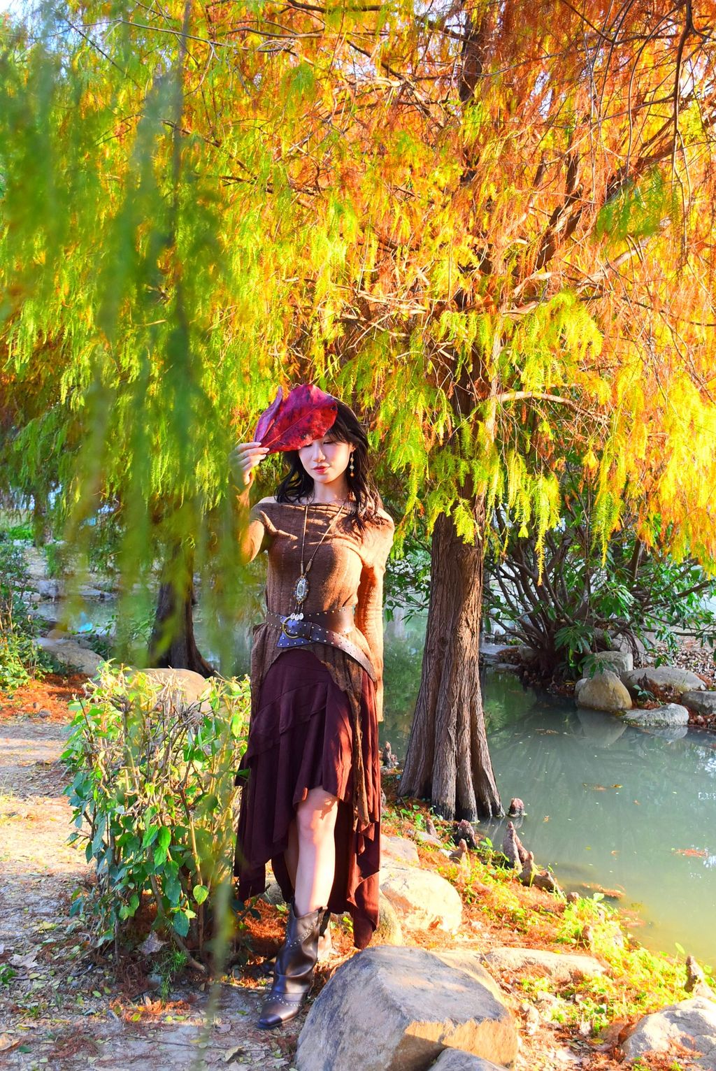 1206絲絨層次半裙｜酒紅棕-4