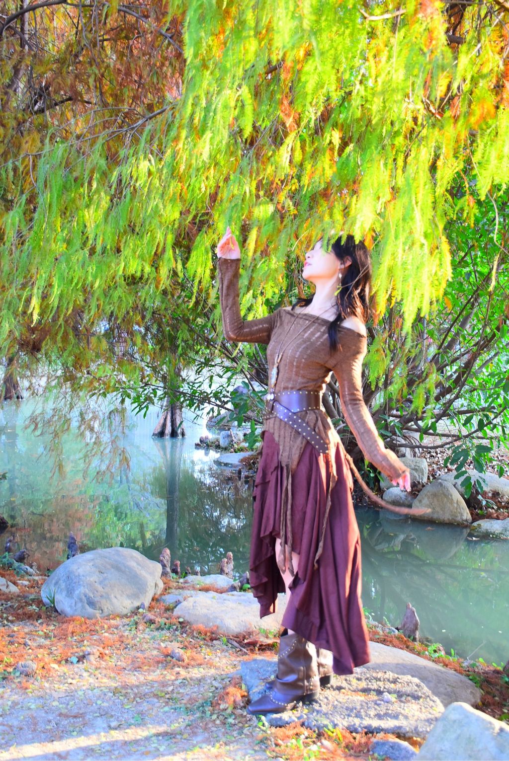 1206絲絨層次半裙｜酒紅棕-2