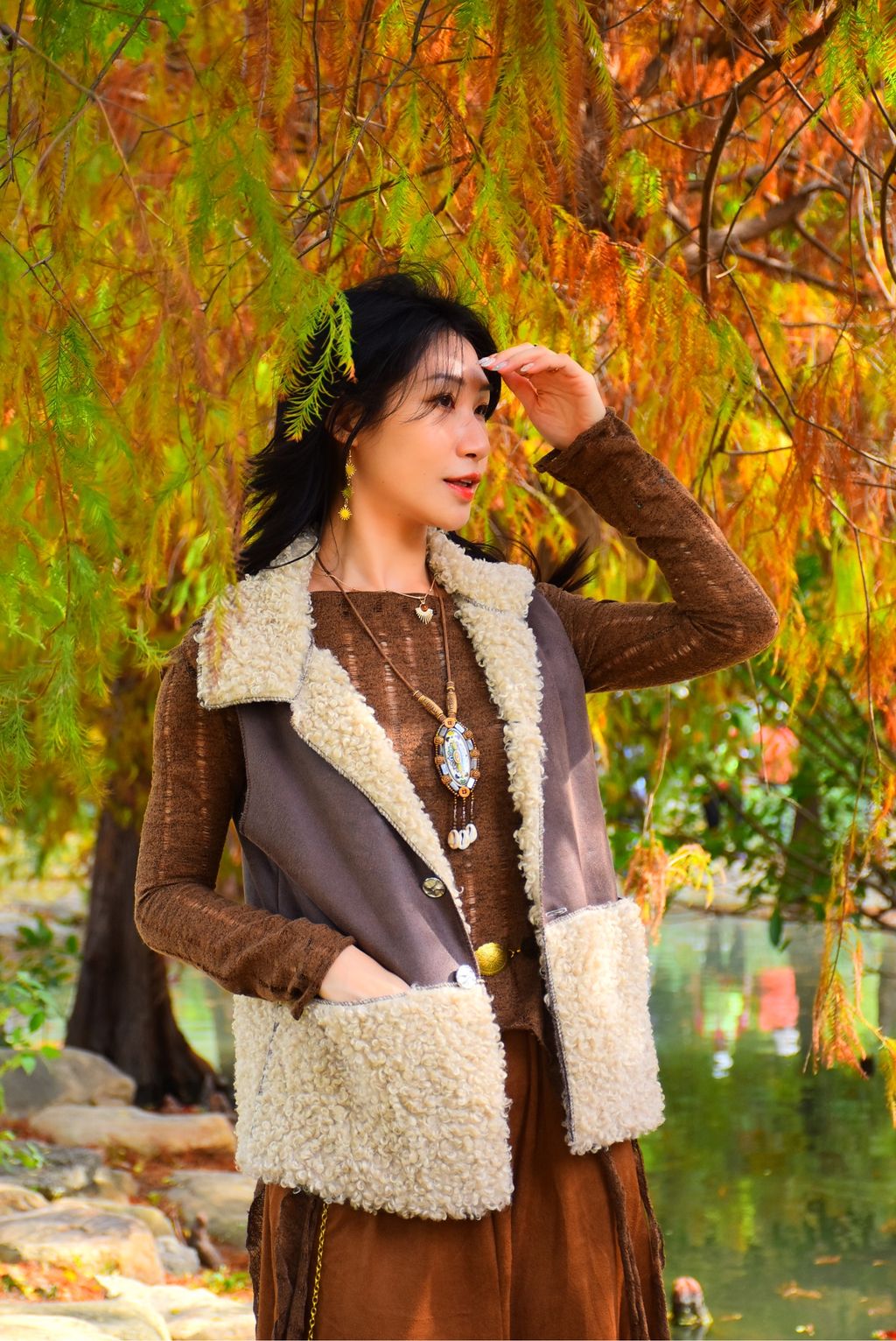 6108羊羔毛拼接背心外套-9