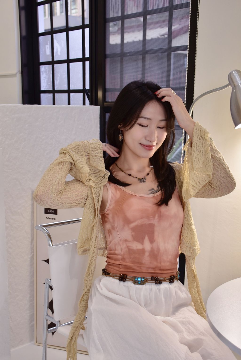 6101植物紮染｜長款背心bratop｜鮮花粉-3