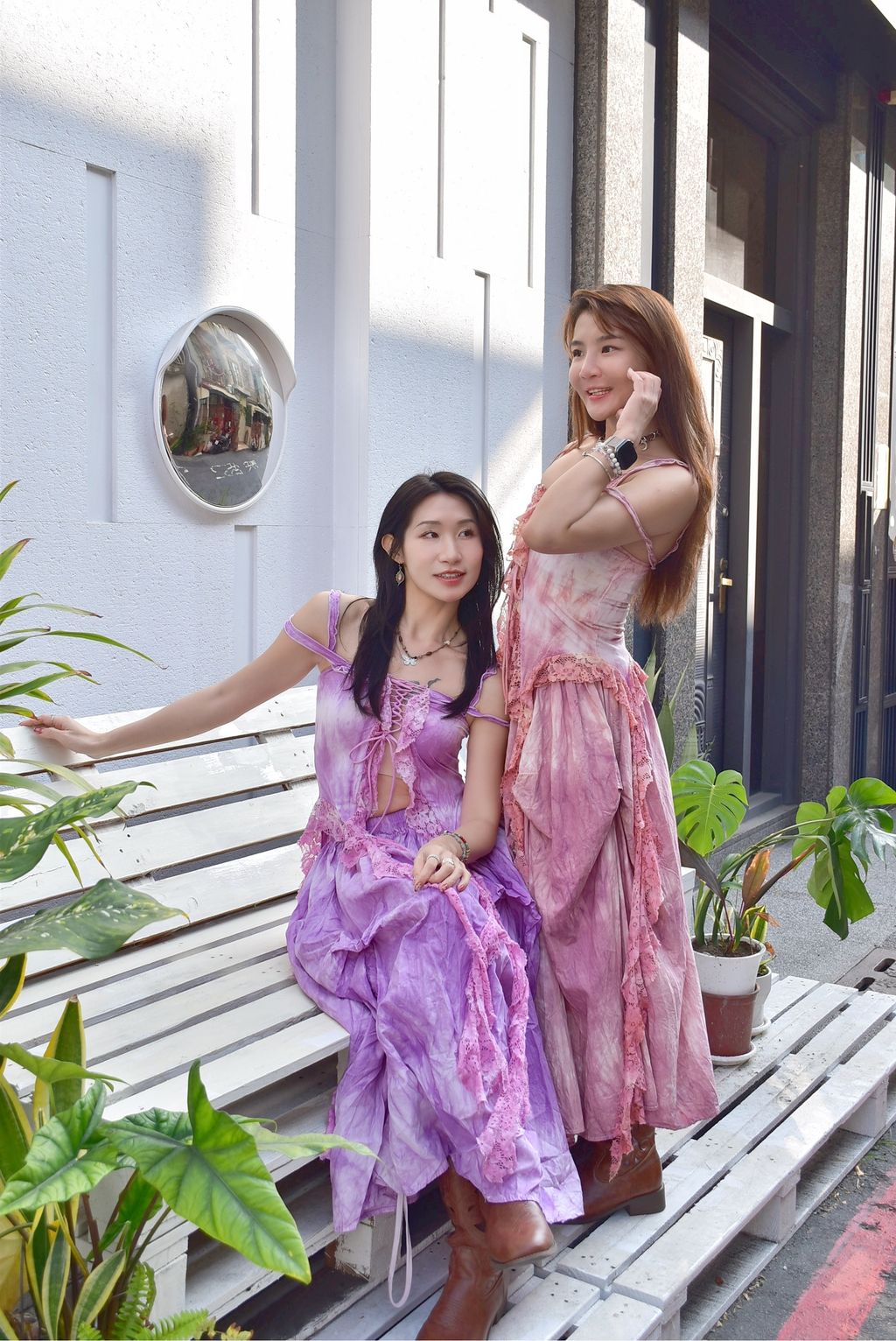 6102植物紮染｜蕾絲飄逸吊帶-1