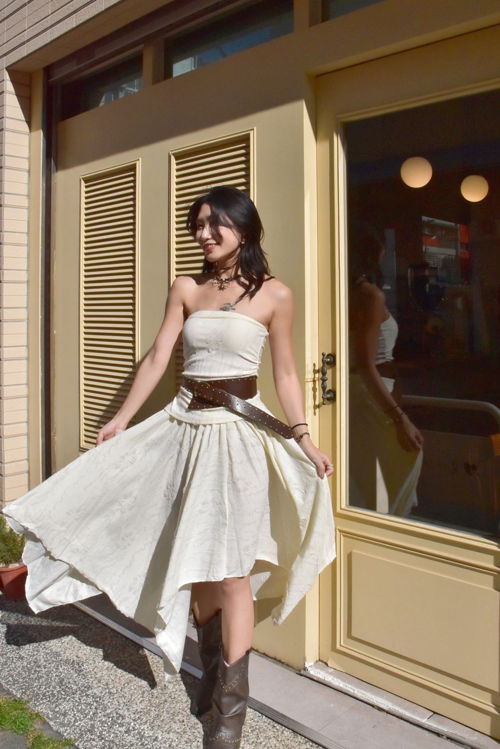 6105解構長款抹胸｜雪花白-3