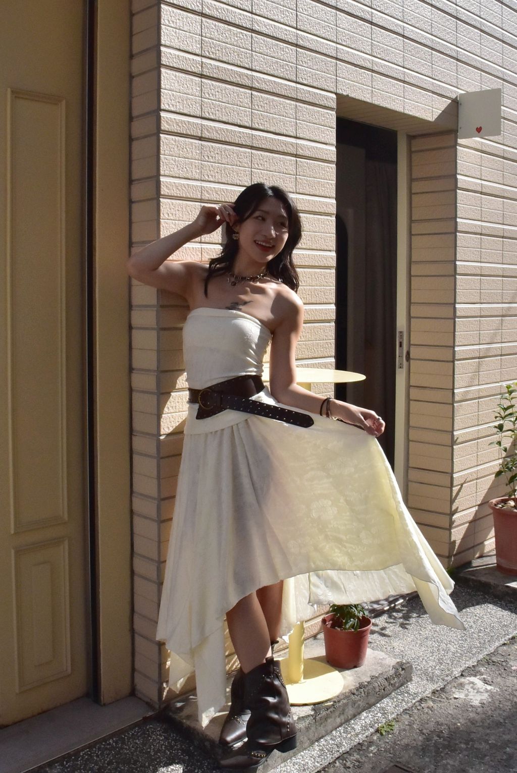 6105解構長款抹胸｜雪花白-4