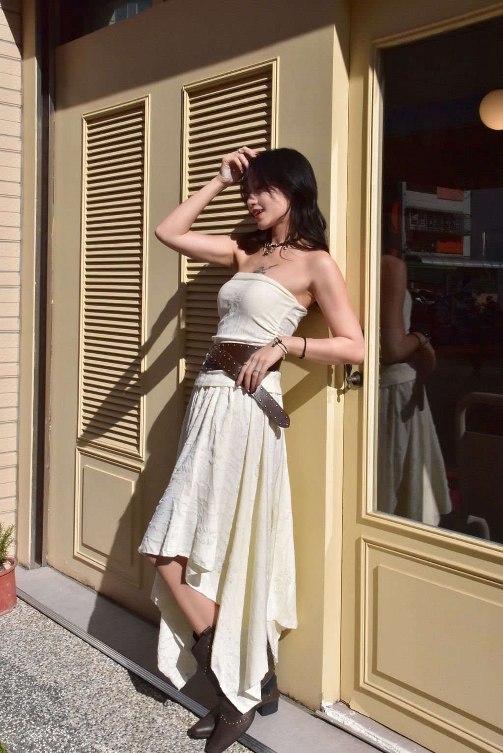 6105解構長款抹胸｜雪花白-2