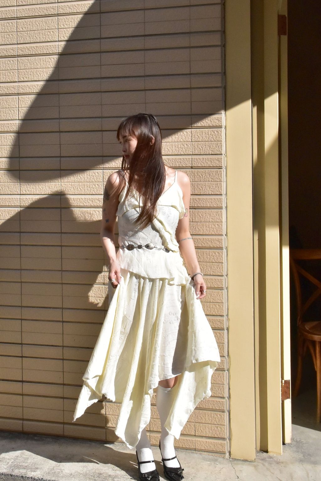 6107解構不規則半裙｜雪花白-4