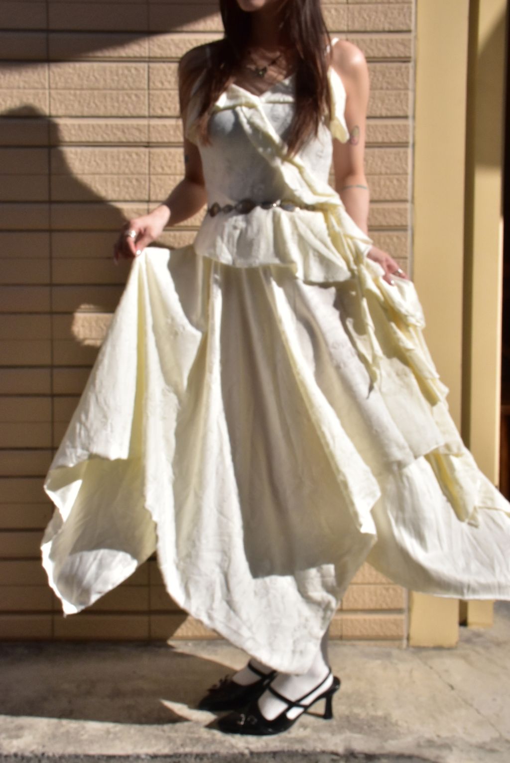 6107解構不規則半裙｜雪花白-3