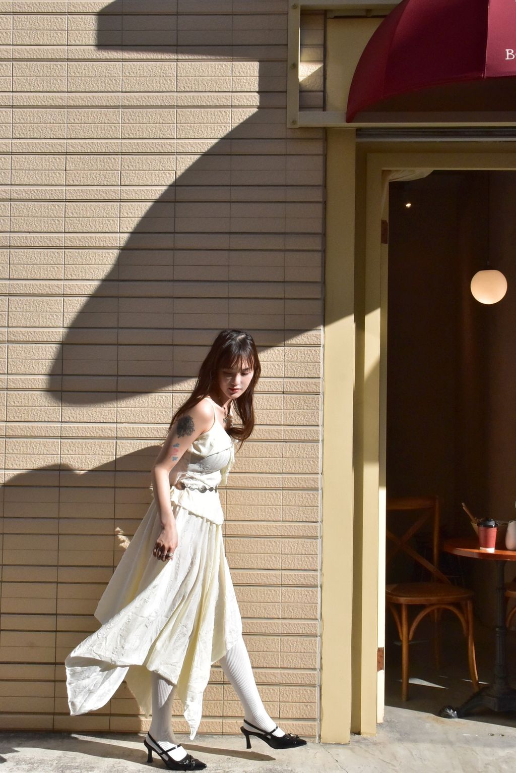 6107解構不規則半裙｜雪花白-1