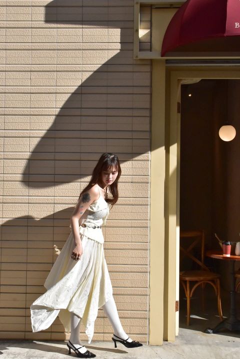 6107解構不規則半裙｜雪花白-1