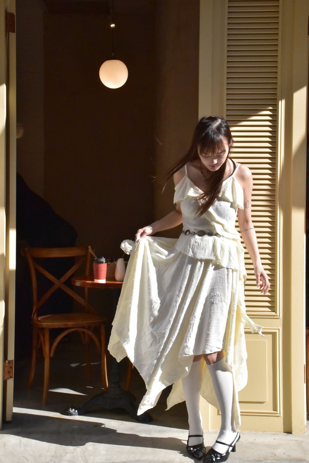 6107解構不規則半裙｜雪花白-5