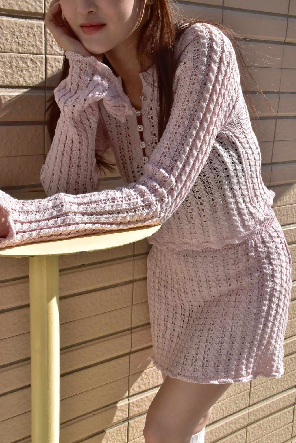 6112植物紮染｜針織淑女套裝｜柔霧粉-6