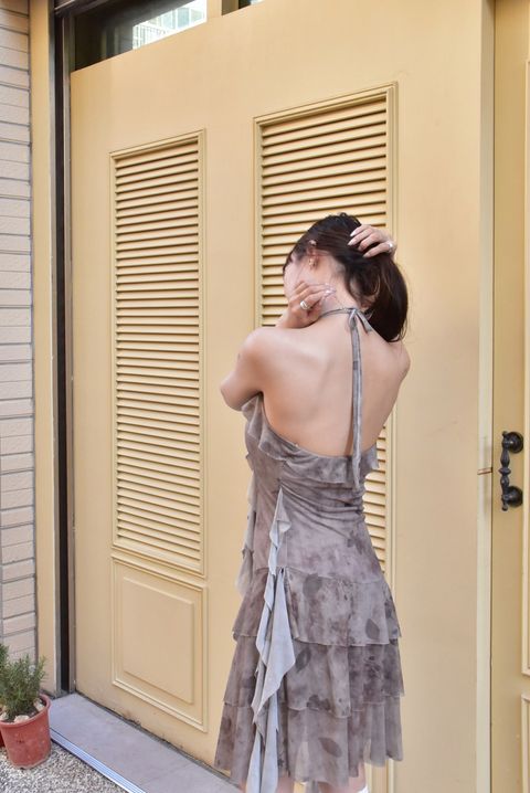 6111削肩垂墜連身裙｜水墨灰-2