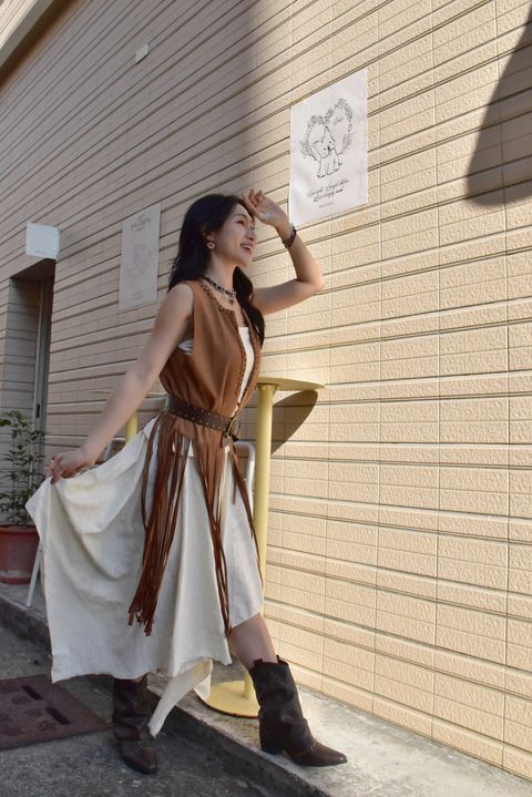 6113麂皮絨流蘇背心外套-6