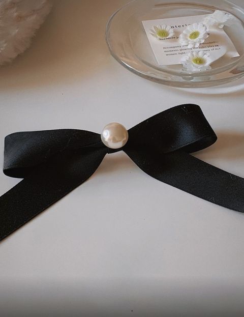 黑緞帶巴黎珍珠蝴蝶結-2 (1)