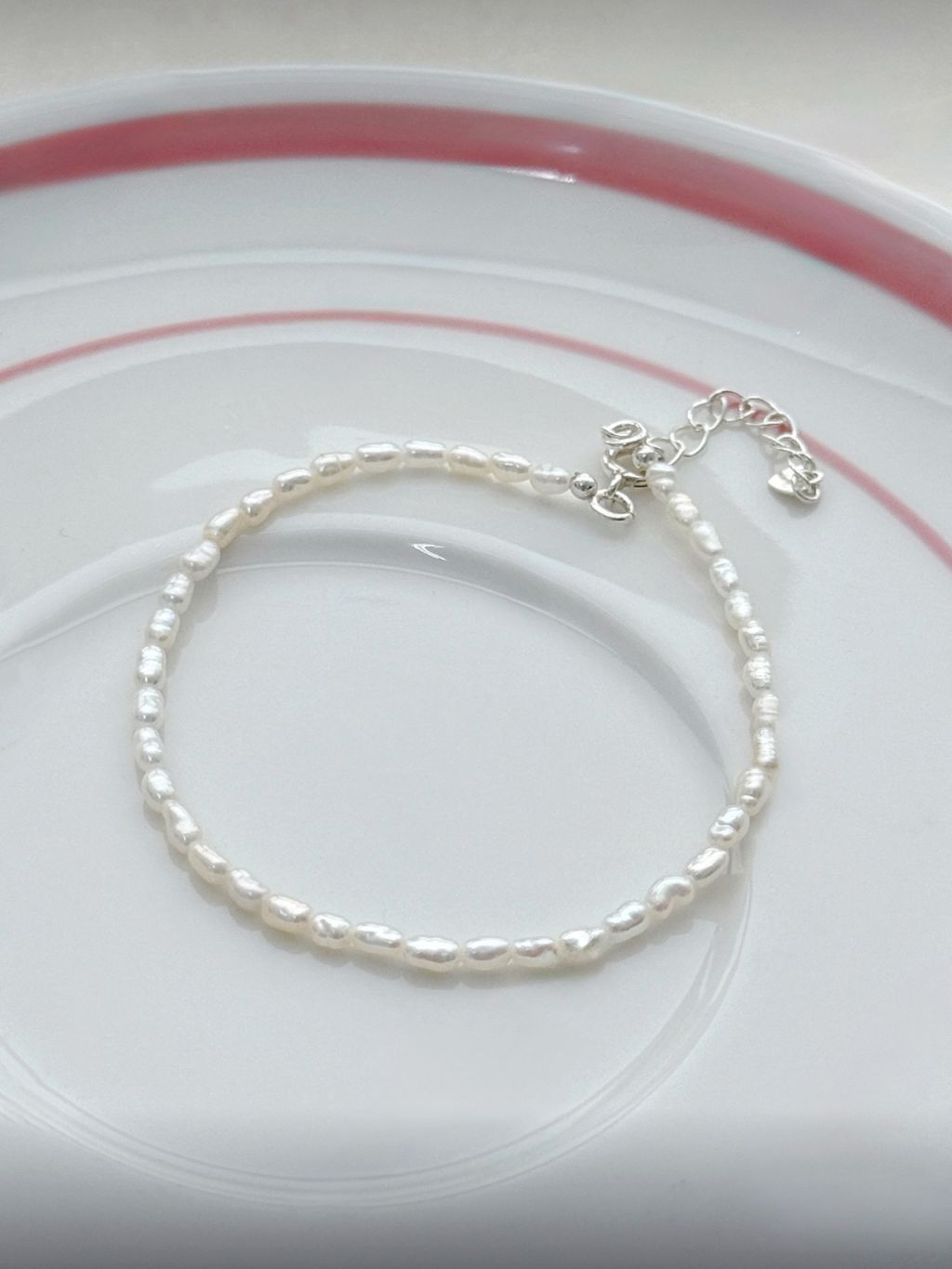 米粒珍珠愛心手鍊-1