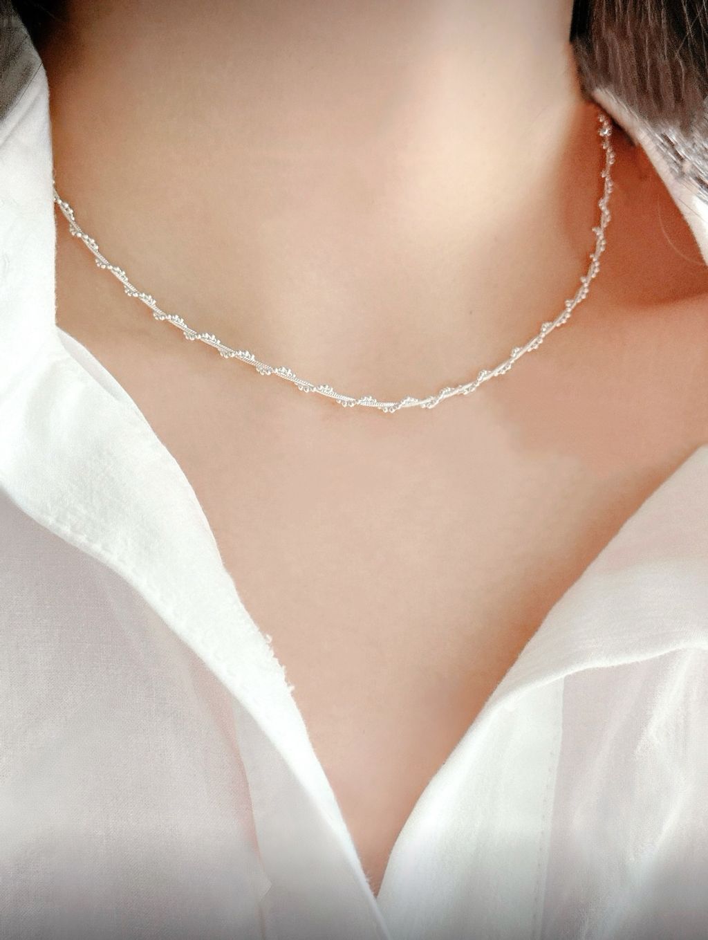 Silver Silver簡約旋轉項鍊-3