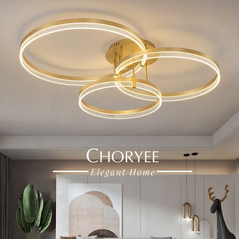 01-2-choryee-三環led吸頂燈-現代客廳照明-金色款